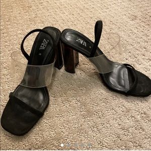 ZARA SUEDE TORTOISE SHELL SANDALS